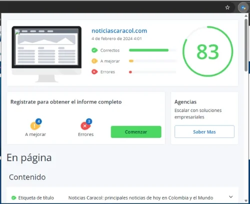 Análisis SEO y evaluación de sitios web de WooRank 1