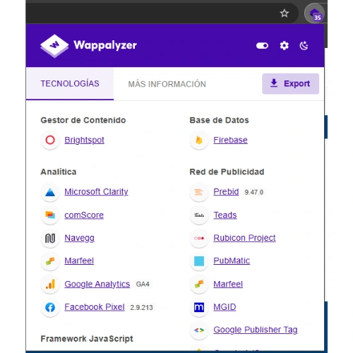 Wappalyzer - Technology profiler 1